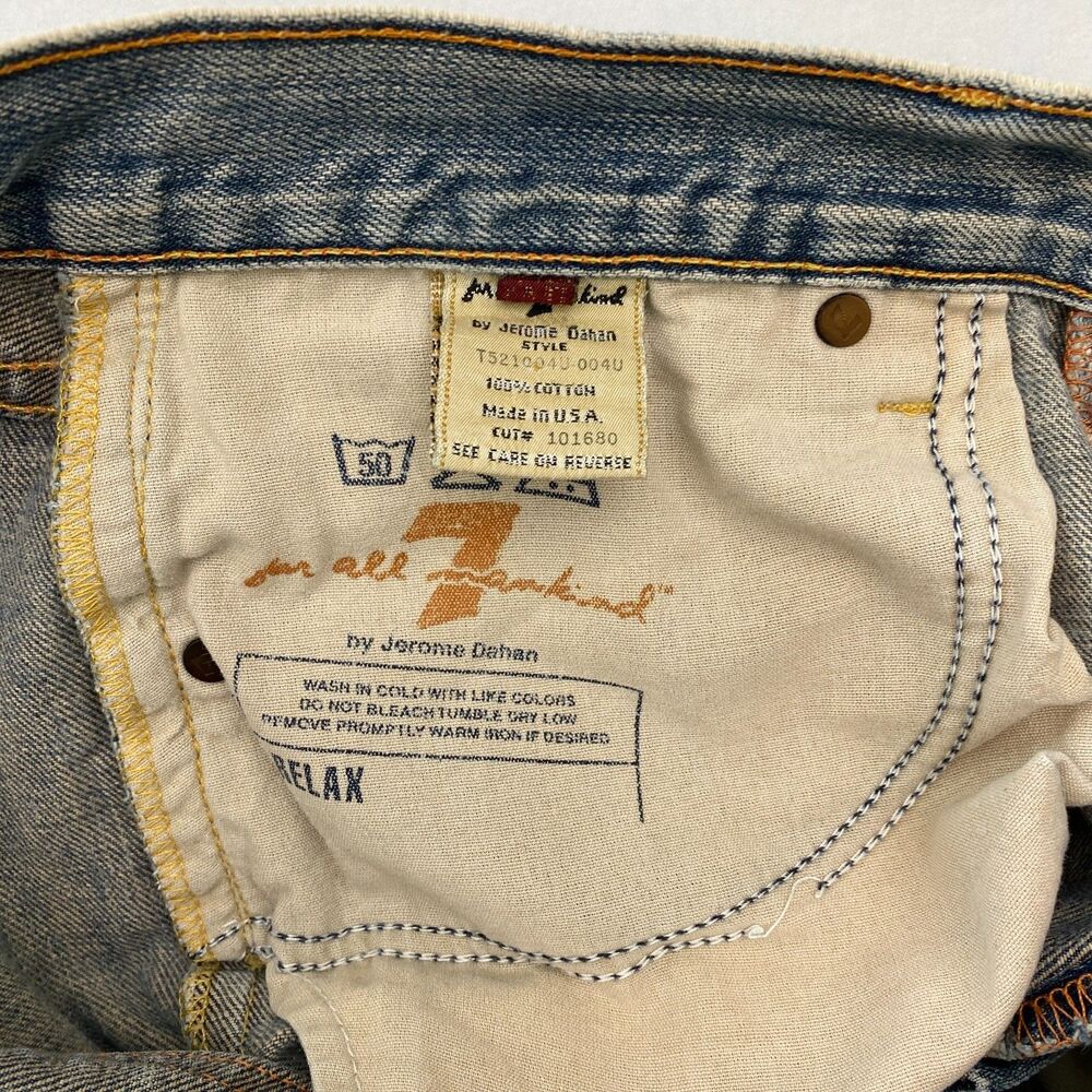 7 For all Mankind Jeans Relax Straight Button Fly Distressed Mens 33x31.5 Grunge - Picture 10 of 16